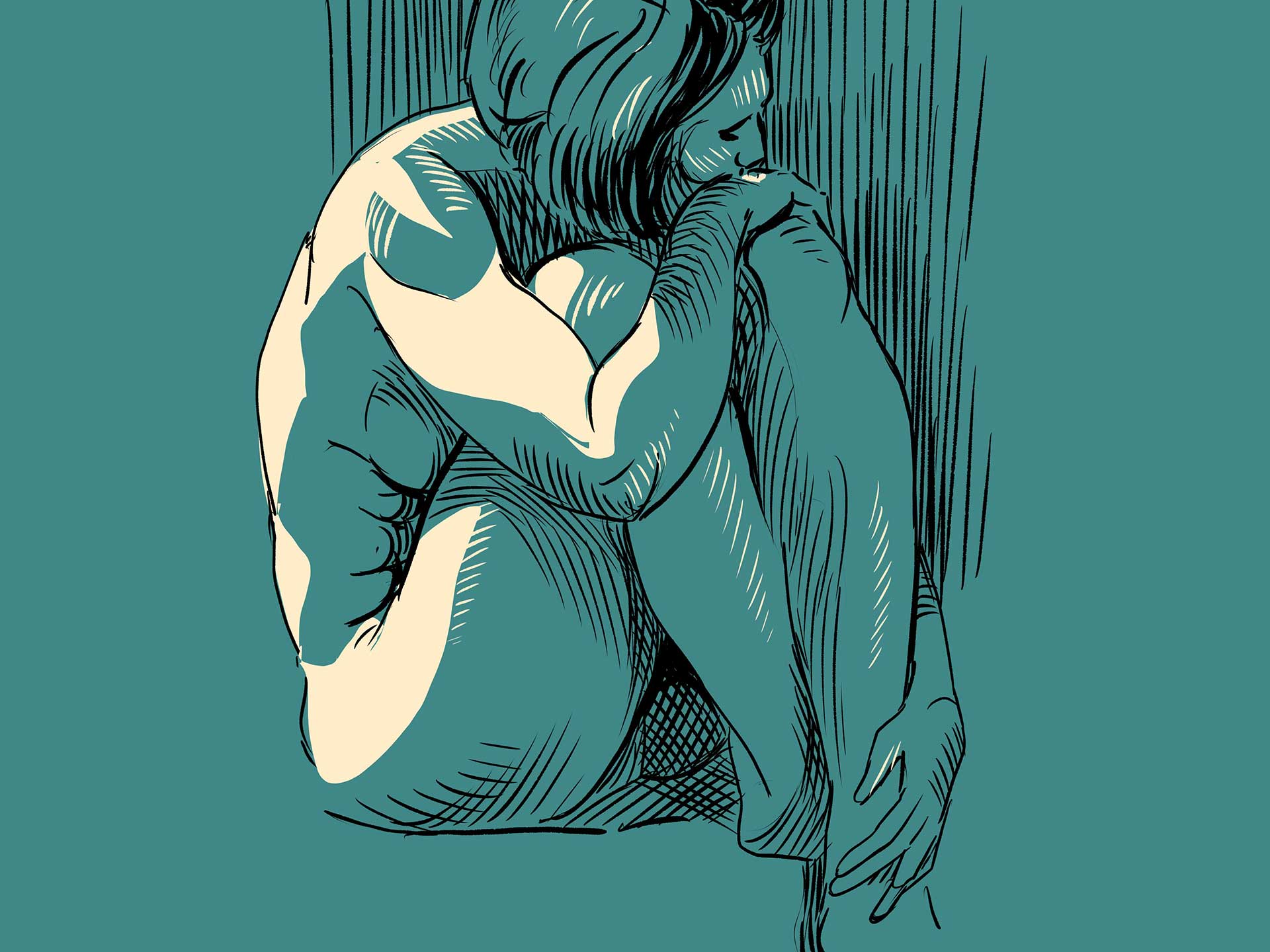 Untitled (female nude crouching), digital drawing, 2018