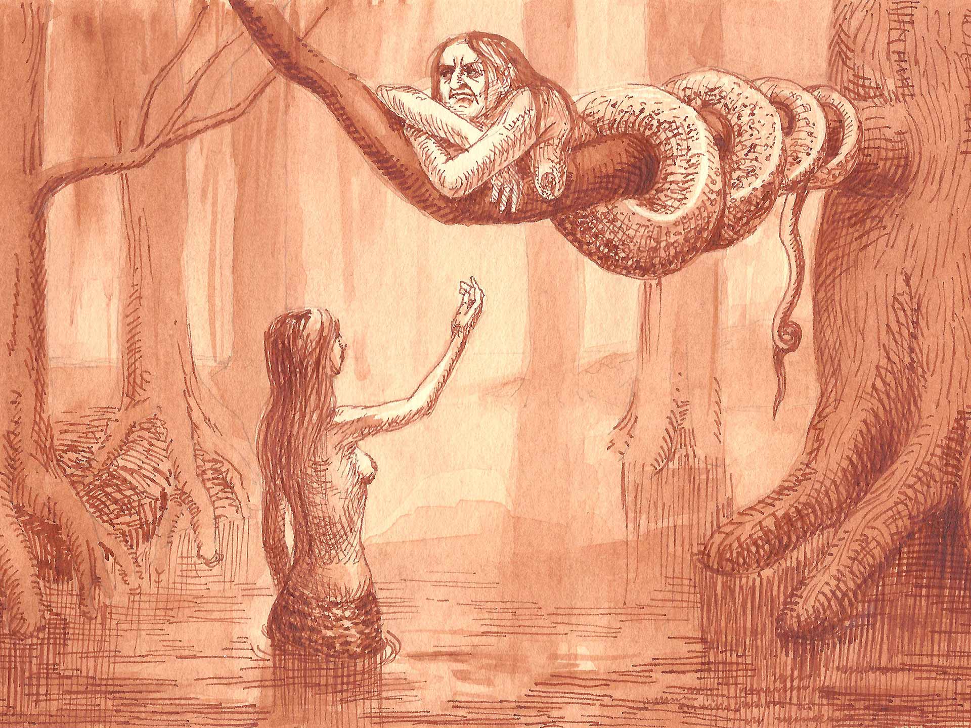 Mermaid Heritage illustration - snake mermaid